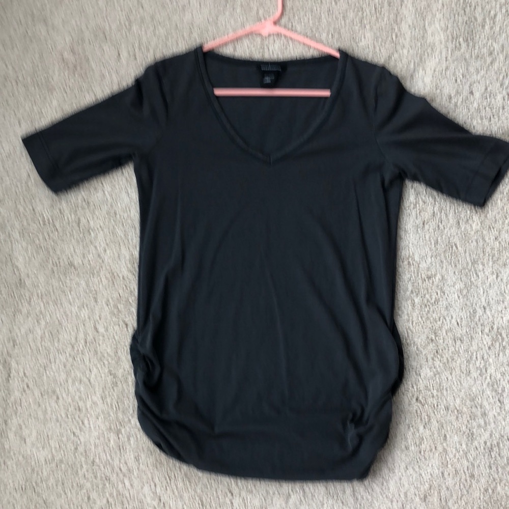 MODA International Size L Ruched T-shirt Dark Gray/Charcoal